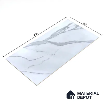 Budget Friendly Marble Wall & Floor Tile Value for Money TL 06291 Arctic White 4 ft x 2 ft - Vitrified Glossy Finish -9 mm | Suitable for Living Room, Bedroom & Bathroom (Sample)