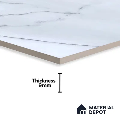Budget Friendly Marble Wall & Floor Tile Value for Money TL 06291 Arctic White 4 ft x 2 ft - Vitrified Glossy Finish -9 mm | Suitable for Living Room, Bedroom & Bathroom (Sample)