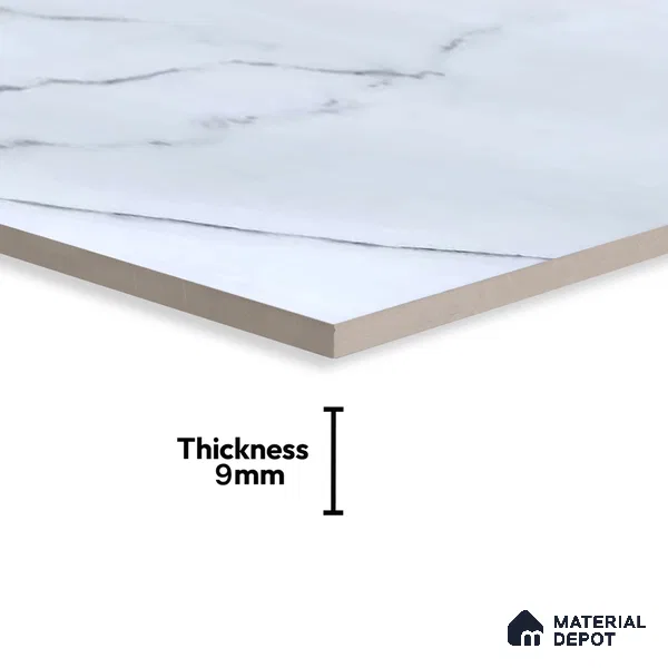 Budget Friendly Marble Wall & Floor Tile Value for Money TL 06291 Arctic White 4 ft x 2 ft - Vitrified Glossy Finish -9 mm | Suitable for Living Room, Bedroom & Bathroom (Sample)