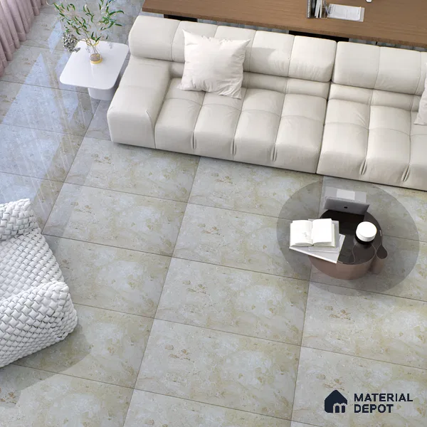 Budget Friendly Marble Wall & Floor Tile Value for Money TL 06300 Brown Sand 4 ft x 2 ft - Vitrified Glossy Finish -9 mm | Suitable for Living Room, Bedroom & Bathroom (Sample)