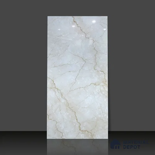 Budget Friendly Marble Wall & Floor Tile Value for Money TL 06308 Cream Glow 4 ft x 2 ft - Vitrified Glossy Finish -9 mm | Suitable for Living Room, Bedroom & Bathroom