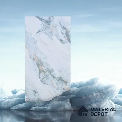 Budget Friendly Marble Wall & Floor Tile Value for Money TL 06310 Ice Luxe 4 ft x 2 ft - Vitrified Glossy Finish -9 mm | Suitable for Living Room, Bedroom & Bathroom