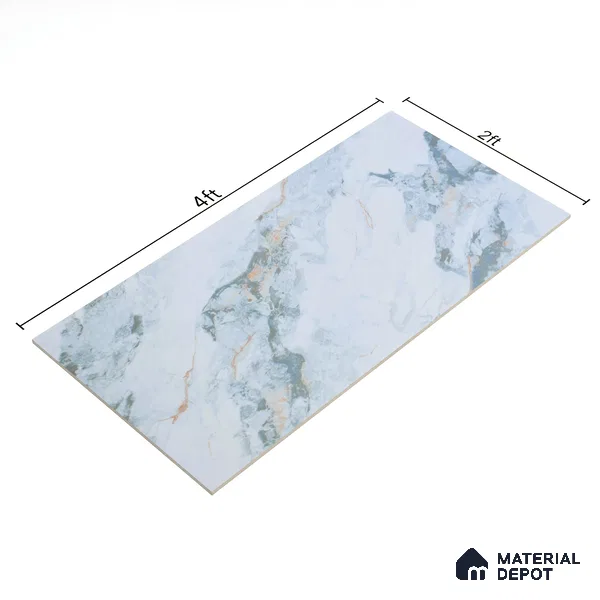 Budget Friendly Marble Wall & Floor Tile Value for Money TL 06310 Ice Luxe 4 ft x 2 ft - Vitrified Glossy Finish -9 mm | Suitable for Living Room, Bedroom & Bathroom
