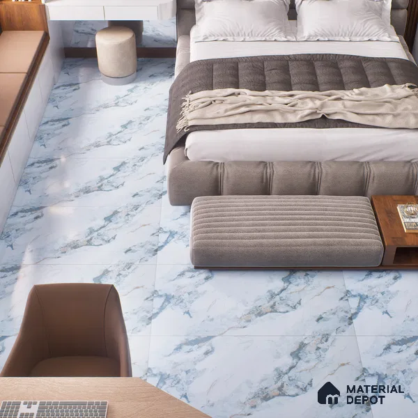 Budget Friendly Marble Wall & Floor Tile Value for Money TL 06310 Ice Luxe 4 ft x 2 ft - Vitrified Glossy Finish -9 mm | Suitable for Living Room, Bedroom & Bathroom