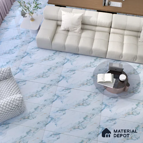 Budget Friendly Marble Wall & Floor Tile Value for Money TL 06310 Ice Luxe 4 ft x 2 ft - Vitrified Glossy Finish -9 mm | Suitable for Living Room, Bedroom & Bathroom