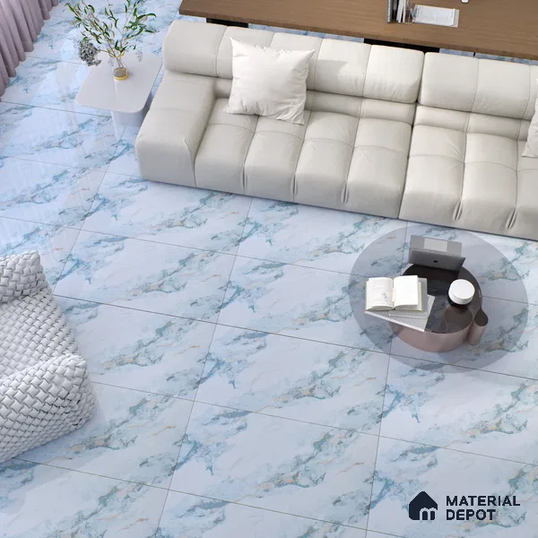 Budget Friendly Marble Wall & Floor Tile Value for Money TL 06310 Ice Luxe 4 ft x 2 ft - Vitrified Glossy Finish -9 mm | Suitable for Living Room, Bedroom & Bathroom