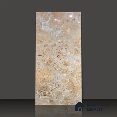 Budget Friendly Marble Wall & Floor Tile Value for Money TL 06290 Ivory Dream 4 ft x 2 ft - Vitrified Glossy Finish -9 mm | Suitable for Living Room, Bedroom & Bathroom (Sample)