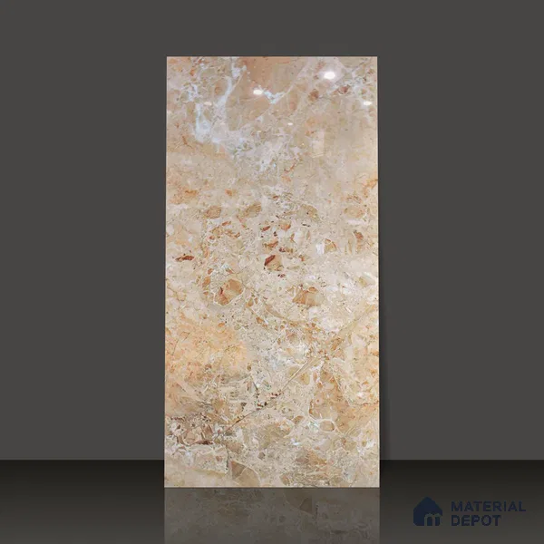Budget Friendly Marble Wall & Floor Tile Value for Money TL 06290 Ivory Dream 4 ft x 2 ft - Vitrified Glossy Finish -9 mm | Suitable for Living Room, Bedroom & Bathroom (Sample)