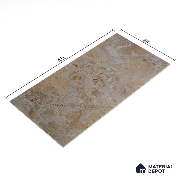 Budget Friendly Marble Wall & Floor Tile Value for Money TL 06290 Ivory Dream 4 ft x 2 ft - Vitrified Glossy Finish -9 mm | Suitable for Living Room, Bedroom & Bathroom (Sample)