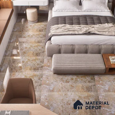 Budget Friendly Marble Wall & Floor Tile Value for Money TL 06290 Ivory Dream 4 ft x 2 ft - Vitrified Glossy Finish -9 mm | Suitable for Living Room, Bedroom & Bathroom (Sample)
