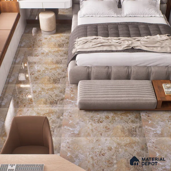 Budget Friendly Marble Wall & Floor Tile Value for Money TL 06290 Ivory Dream 4 ft x 2 ft - Vitrified Glossy Finish -9 mm | Suitable for Living Room, Bedroom & Bathroom (Sample)