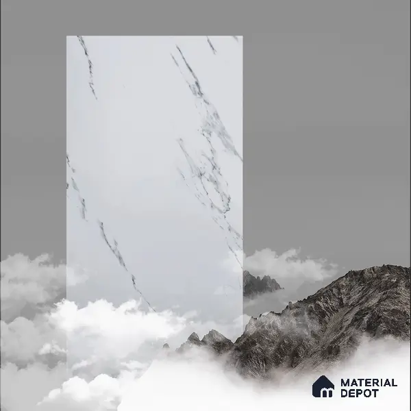 Budget Friendly Marble Wall & Floor Tile Value for Money TL 06297 Mystic White 4 ft x 2 ft - Vitrified Glossy Finish -9 mm | Suitable for Living Room, Bedroom & Bathroom