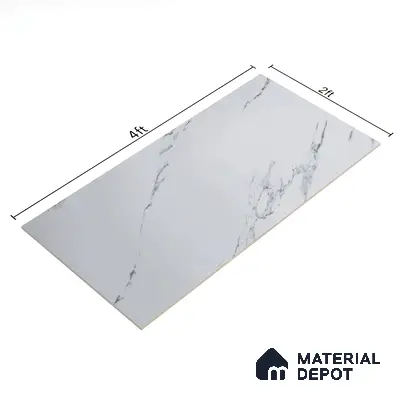 Budget Friendly Marble Wall & Floor Tile Value for Money TL 06297 Mystic White 4 ft x 2 ft - Vitrified Glossy Finish -9 mm | Suitable for Living Room, Bedroom & Bathroom