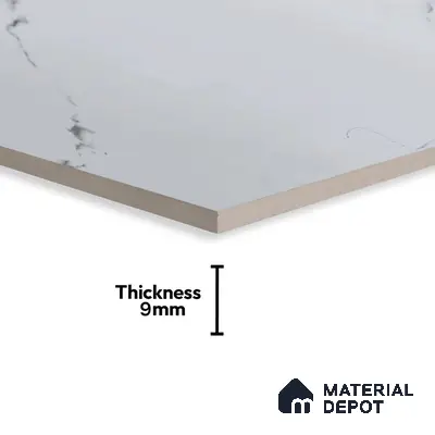 Budget Friendly Marble Wall & Floor Tile Value for Money TL 06297 Mystic White 4 ft x 2 ft - Vitrified Glossy Finish -9 mm | Suitable for Living Room, Bedroom & Bathroom