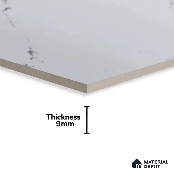 Budget Friendly Marble Wall & Floor Tile Value for Money TL 06297 Mystic White 4 ft x 2 ft - Vitrified Glossy Finish -9 mm | Suitable for Living Room, Bedroom & Bathroom