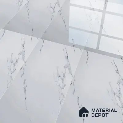 Budget Friendly Marble Wall & Floor Tile Value for Money TL 06297 Mystic White 4 ft x 2 ft - Vitrified Glossy Finish -9 mm | Suitable for Living Room, Bedroom & Bathroom