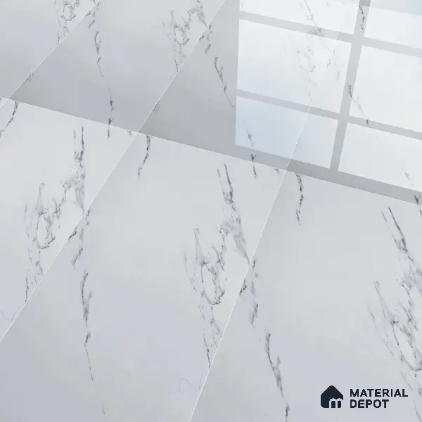 Budget Friendly Marble Wall & Floor Tile Value for Money TL 06297 Mystic White 4 ft x 2 ft - Vitrified Glossy Finish -9 mm | Suitable for Living Room, Bedroom & Bathroom