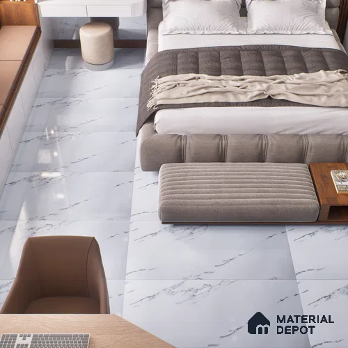 Budget Friendly Marble Wall & Floor Tile Value for Money TL 06297 Mystic White 4 ft x 2 ft - Vitrified Glossy Finish -9 mm | Suitable for Living Room, Bedroom & Bathroom