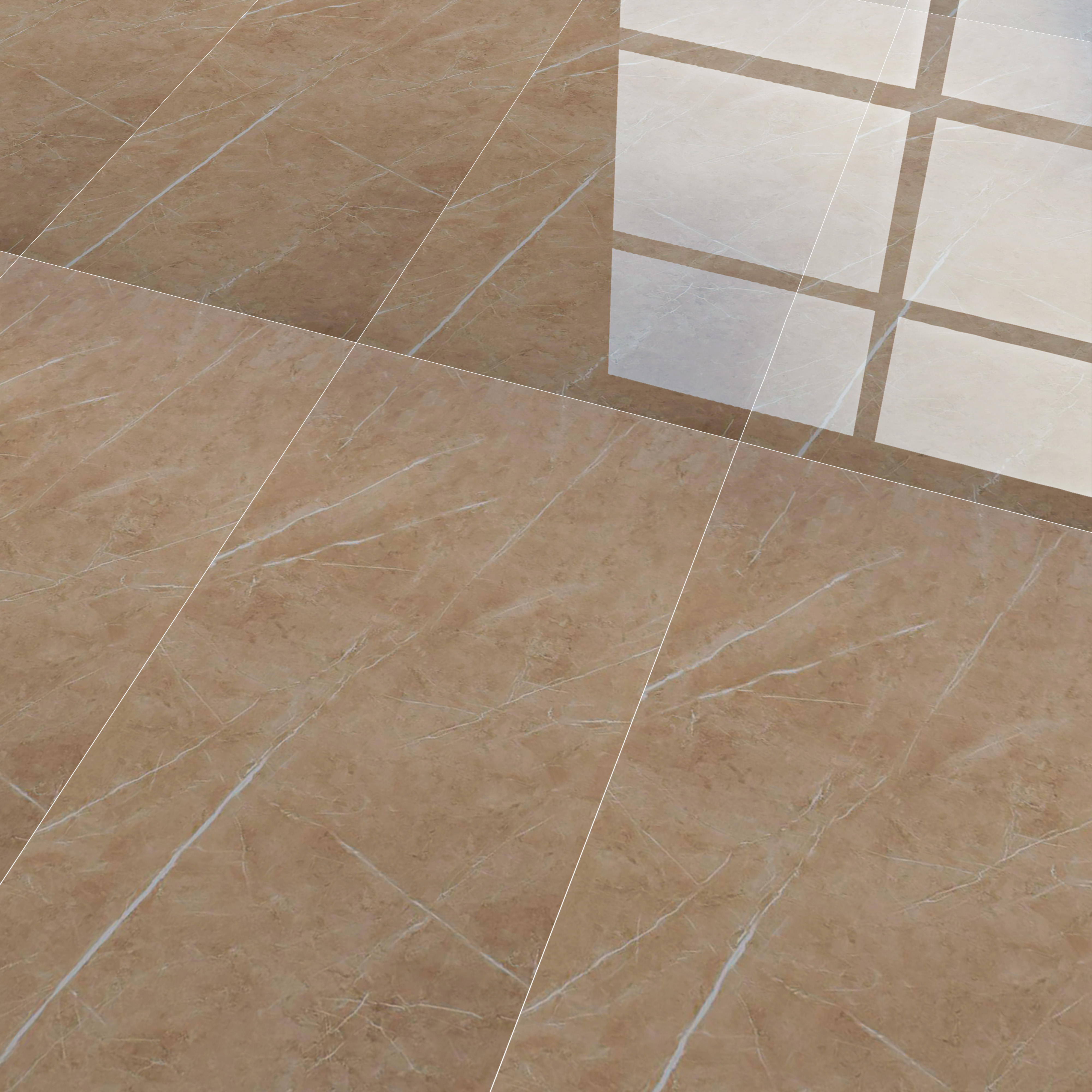 Budget Friendly Marble Wall & Floor Tile Value for Money TL 06296 Prismatic Brown 4 ft x 2 ft - Vitrified Glossy Finish -9 mm | Suitable for Living Room, Bedroom & Bathroom (Sample)
