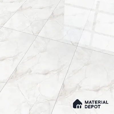 Marble Wall & Floor Tile TL 06099 Athena White 4 ft x 2 ft Vitrified Glossy Finish - 9 mm | 6 Random Design | Suitable For Living Room, Bedroom, Bathroom, Kitchen