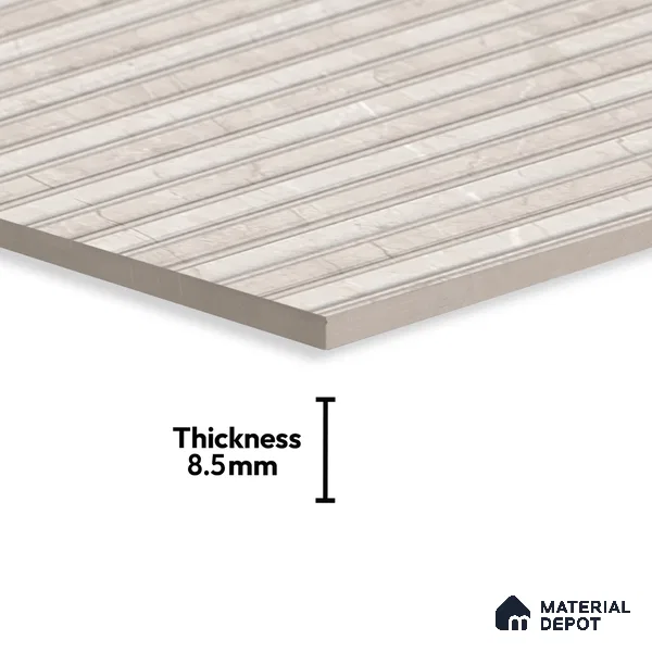 Punch Wall Tile TL 06177 B Flutura Opel Beige Comb 4 ft x 2 ft Vitrified Lustera Effect Feather Feel Matte Finish - 8.5 mm | Suitable for Living Room, Bedroom, Bathroom (Sample)