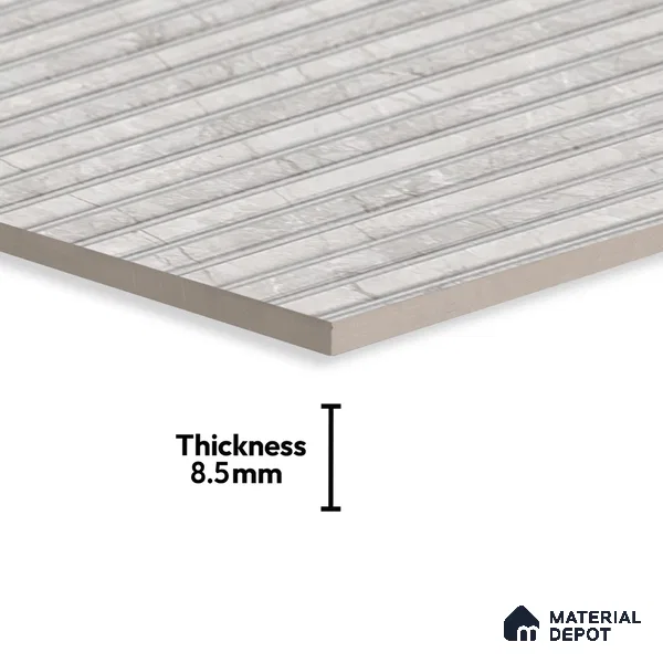 Punch Wall Tile TL 06178 B Flutura Opel Grey Comb 4 ft x 2 ft Vitrified Lustera Effect Feather Feel Matte Finish - 8.5 mm | Suitable for Living Room, Bedroom, Bathroom