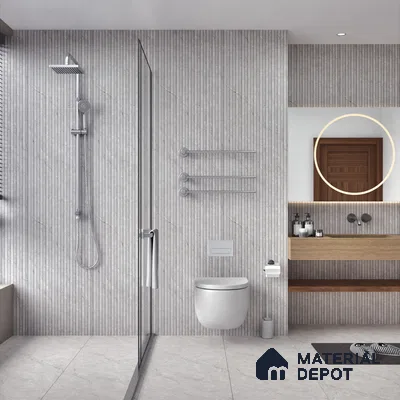 Punch Wall Tile TL 06178 B Flutura Opel Grey Comb 4 ft x 2 ft Vitrified Lustera Effect Feather Feel Matte Finish - 8.5 mm | Suitable for Living Room, Bedroom, Bathroom