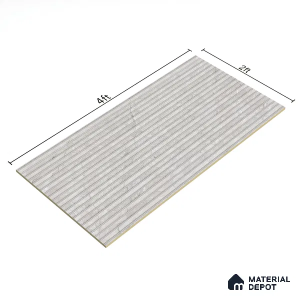Punch Wall Tile TL 06178 B Flutura Opel Grey Comb 4 ft x 2 ft Vitrified Lustera Effect Feather Feel Matte Finish - 8.5 mm | Suitable for Living Room, Bedroom, Bathroom