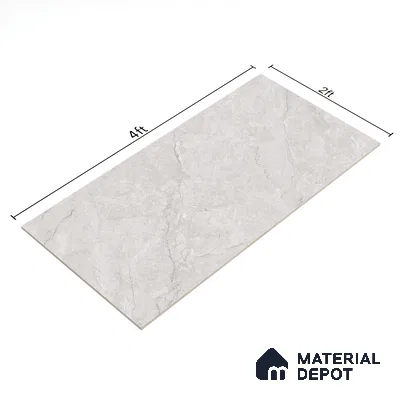 Marble Wall & Floor Tile TL 06178 Flutura Opel Grey 4 ft x 2 ft Vitrified Lustera Effect Feather Feel Matte Finish - 8.5 mm | 4 Random Design | Suitable for Living Room, Bedroom, Bathroom