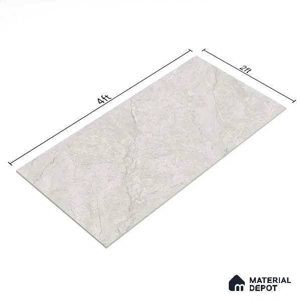 Marble Wall & Floor Tile TL 06178 Flutura Opel Grey 4 ft x 2 ft Vitrified Lustera Effect Feather Feel Matte Finish - 8.5 mm | 4 Random Design | Suitable for Living Room, Bedroom, Bathroom