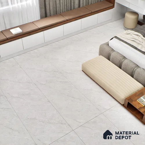 Marble Wall & Floor Tile TL 06178 Flutura Opel Grey 4 ft x 2 ft Vitrified Lustera Effect Feather Feel Matte Finish - 8.5 mm | 4 Random Design | Suitable for Living Room, Bedroom, Bathroom