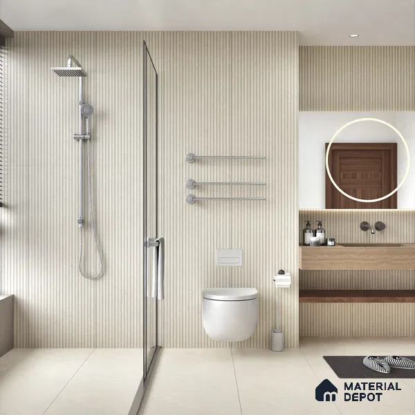 Punch Wall Tile TL 06168 B Flutura Elegance Crema Comb 4 ft x 2 ft Vitrified Lustera Effect Feather Feel Matte Finish - 8.5 mm | Suitable for Living Room, Bedroom, Bathroom