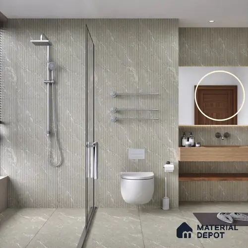 Punch Wall Tile TL 06175 B Flutura Extreme Grigio Comb 4 ft x 2 ft Vitrified Lustera Effect Feather Feel Matte Finish - 8.5 mm | Suitable for Living Room, Bedroom, Bathroom | image 07