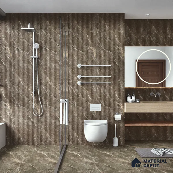 Punch Wall Tile TL 06176 B Flutura Extreme Tabacco Comb 4 ft x 2 ft Vitrified Lustera Effect Feather Feel Matte Finish - 8.5 mm | Suitable for Living Room, Bedroom, Bathroom