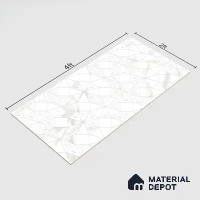Punch Wall Tile TL 06188 B Classic Satuario Triangle 4 ft x 2 ft Vitrified Lustera Effect Feather Feel Matte Finish - 8.5 mm | 3 Random Design | Suitable for Living Room, Bedroom, Bathroom