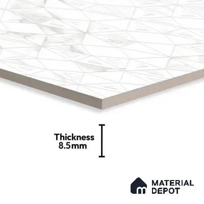 Punch Wall Tile TL 06188 B Classic Satuario Triangle 4 ft x 2 ft Vitrified Lustera Effect Feather Feel Matte Finish - 8.5 mm | 3 Random Design | Suitable for Living Room, Bedroom, Bathroom
