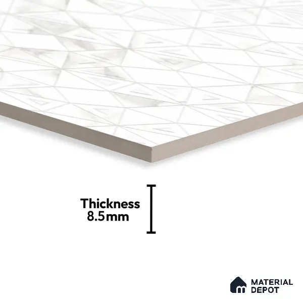 Punch Wall Tile TL 06188 B Classic Satuario Triangle 4 ft x 2 ft Vitrified Lustera Effect Feather Feel Matte Finish - 8.5 mm | 3 Random Design | Suitable for Living Room, Bedroom, Bathroom