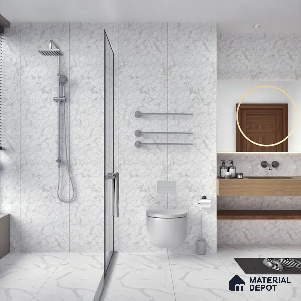 Punch Wall Tile TL 06188 B Classic Satuario Triangle 4 ft x 2 ft Vitrified Lustera Effect Feather Feel Matte Finish - 8.5 mm | 3 Random Design | Suitable for Living Room, Bedroom, Bathroom
