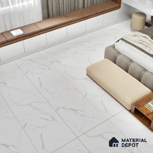 Marble Wall & Floor Tile TL 06188 Classic Satuario 4 ft x 2 ft Vitrified Lustera Effect Feather Feel Matte Finish - 8.5 mm | 6 Random Design | Suitable for Living Room, Bedroom, Bathroom