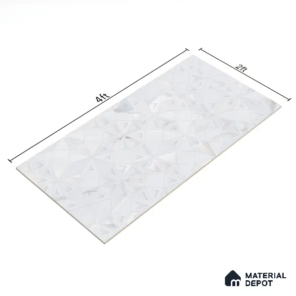 Punch Wall Tile TL 06190 B Prime Onyx Ice Triangle 4 ft x 2 ft Vitrified Lustera Effect Feather Feel Matte Finish - 8.5 mm | 2 Random Design | Suitable for Living Room, Bedroom, Bathroom