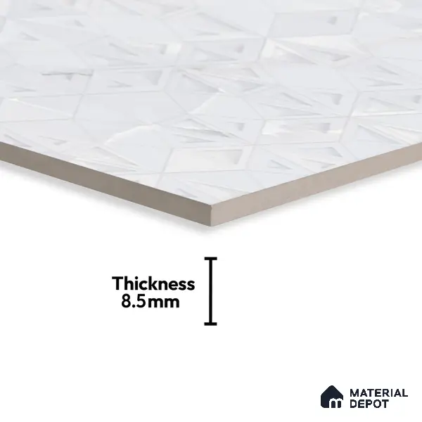 Punch Wall Tile TL 06190 B Prime Onyx Ice Triangle 4 ft x 2 ft Vitrified Lustera Effect Feather Feel Matte Finish - 8.5 mm | 2 Random Design | Suitable for Living Room, Bedroom, Bathroom