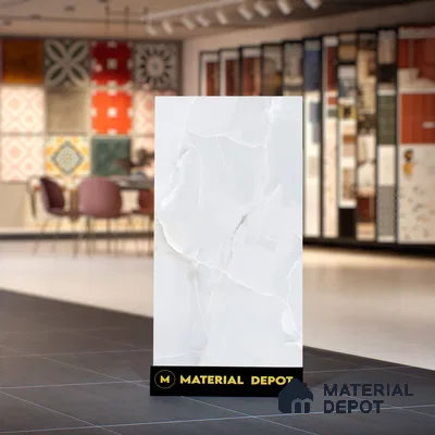 Marble Wall & Floor Tile TL 06190 Prime Onyx Ice 4 ft x 2 ft Vitrified Lustera Effect Feather Feel Matte Finish - 8.5 mm | 7 Random Design | Suitable for Living Room, Bedroom, Bathroom