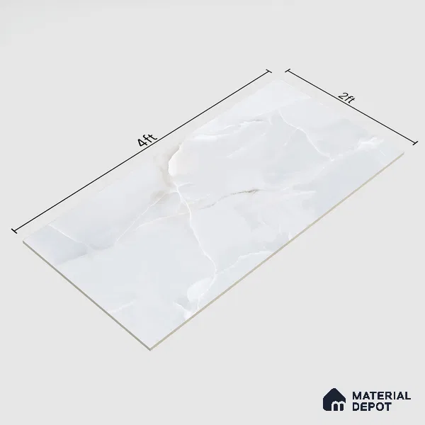Marble Wall & Floor Tile TL 06190 Prime Onyx Ice 4 ft x 2 ft Vitrified Lustera Effect Feather Feel Matte Finish - 8.5 mm | 7 Random Design | Suitable for Living Room, Bedroom, Bathroom
