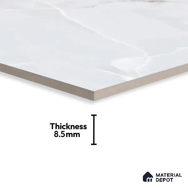 Marble Wall & Floor Tile TL 06190 Prime Onyx Ice 4 ft x 2 ft Vitrified Lustera Effect Feather Feel Matte Finish - 8.5 mm | 7 Random Design | Suitable for Living Room, Bedroom, Bathroom