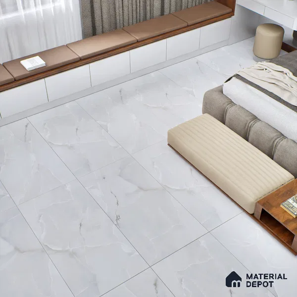 Marble Wall & Floor Tile TL 06190 Prime Onyx Ice 4 ft x 2 ft Vitrified Lustera Effect Feather Feel Matte Finish - 8.5 mm | 7 Random Design | Suitable for Living Room, Bedroom, Bathroom