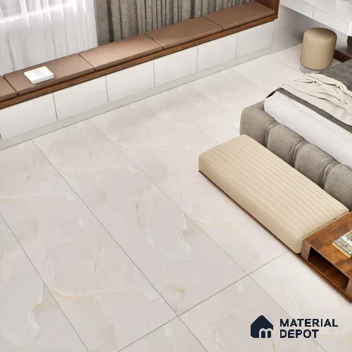 Marble Wall & Floor Tile TL 06191 Prime Onyx Crema 4 ft x 2 ft Vitrified Lustera Effect Feather Feel Matte Finish - 8.5 mm | 7 Random Design | Suitable for Living Room, Bedroom, Bathroom