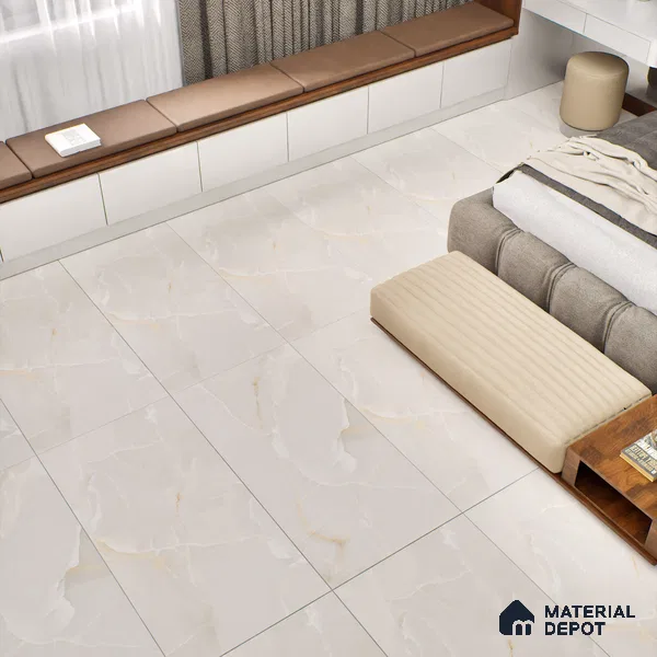 Marble Wall & Floor Tile TL 06191 Prime Onyx Crema 4 ft x 2 ft Vitrified Lustera Effect Feather Feel Matte Finish - 8.5 mm | 7 Random Design | Suitable for Living Room, Bedroom, Bathroom (Sample)