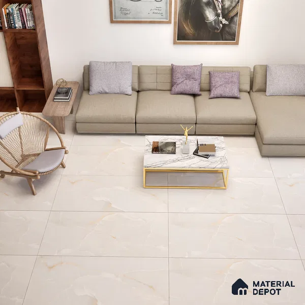 Marble Wall & Floor Tile TL 06191 Prime Onyx Crema 4 ft x 2 ft Vitrified Lustera Effect Feather Feel Matte Finish - 8.5 mm | 7 Random Design | Suitable for Living Room, Bedroom, Bathroom (Sample)