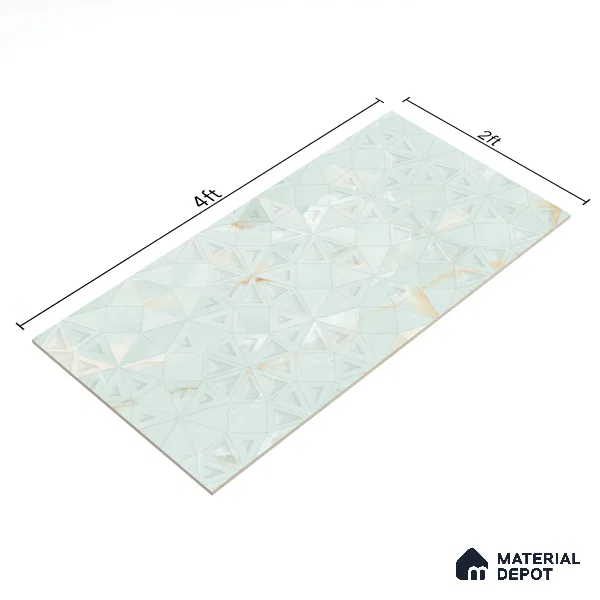Punch Wall Tile TL 06192 B Prime Onyx Olive Triangle 4 ft x 2 ft Vitrified Lustera Effect Feather Feel Matte Finish - 8.5 mm | 2 Random Design | Suitable for Living Room, Bedroom, Bathroom (Sample)