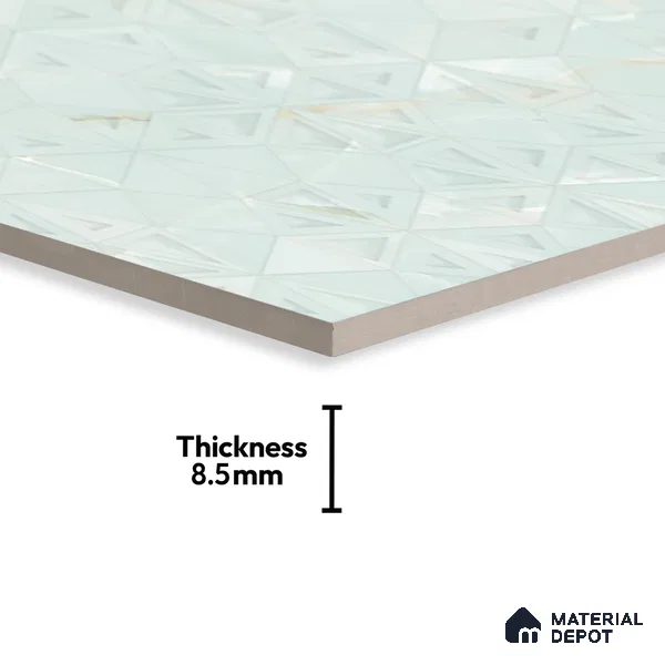Punch Wall Tile TL 06192 B Prime Onyx Olive Triangle 4 ft x 2 ft Vitrified Lustera Effect Feather Feel Matte Finish - 8.5 mm | 2 Random Design | Suitable for Living Room, Bedroom, Bathroom (Sample)